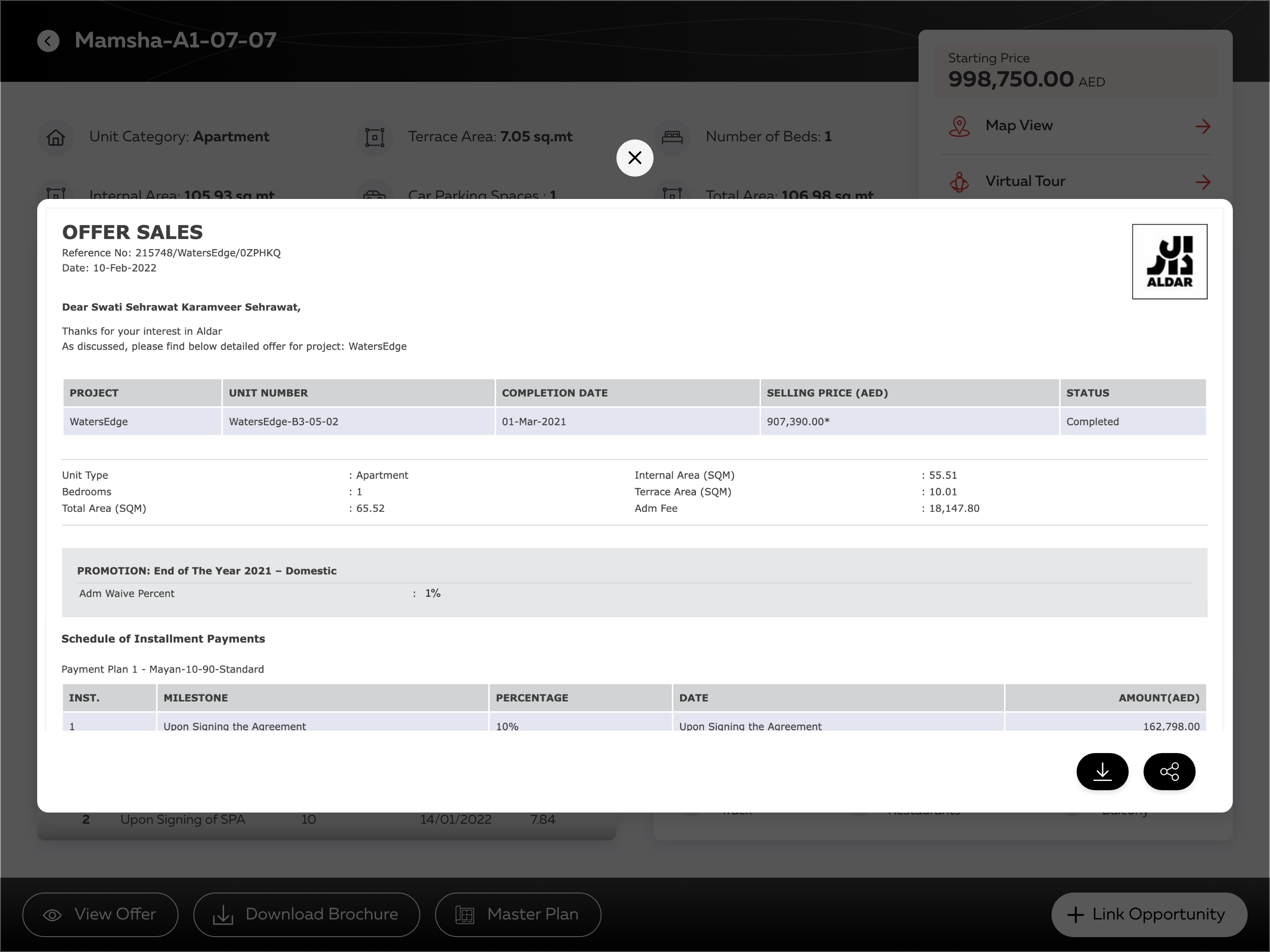 Generated sales offer