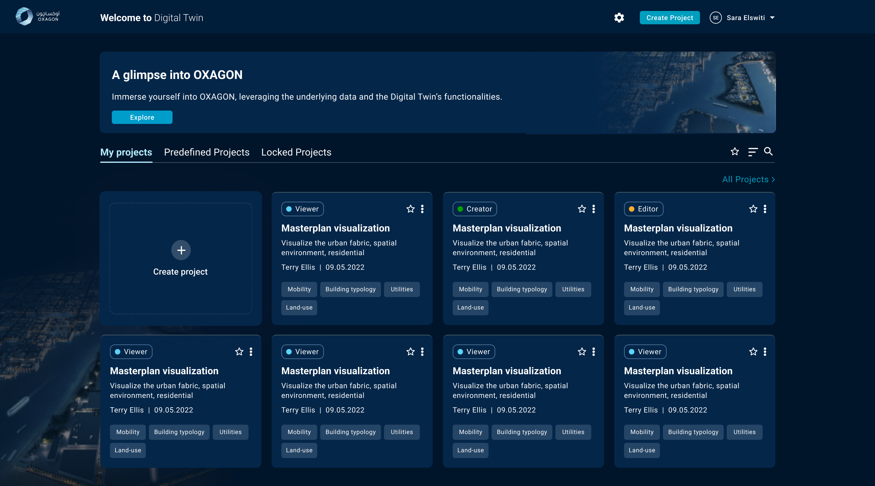 Projects dashboard with role-based access
